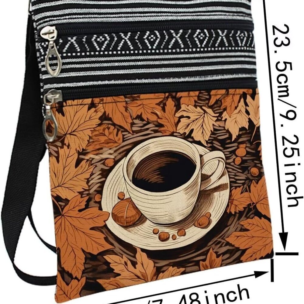 Crossbody Bag Polyester Small Ethnic Printed Adjustable Strap Ladies - Picture 3 of 7